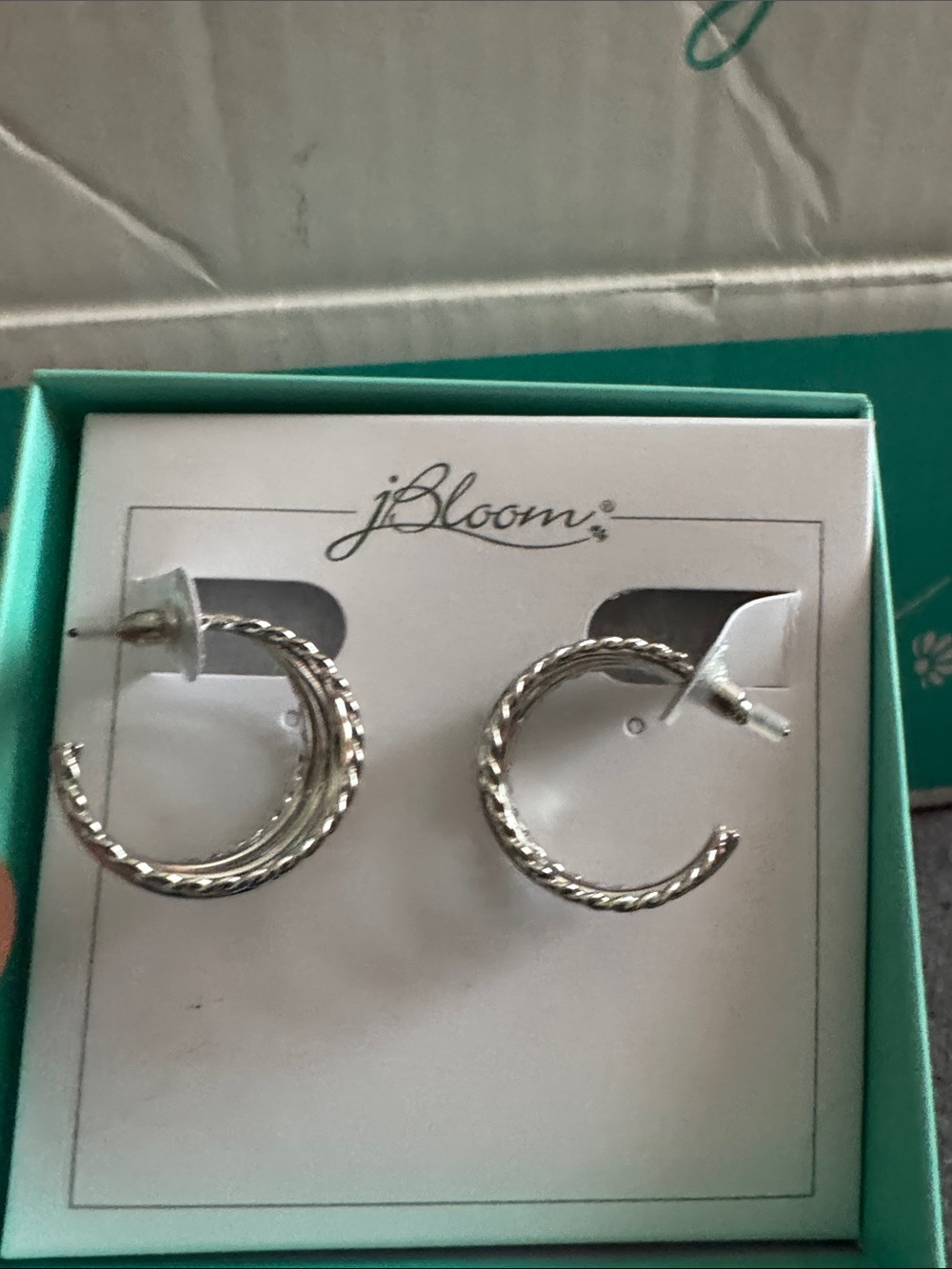 bloom Silver Twisted Hoop Stud Earrings